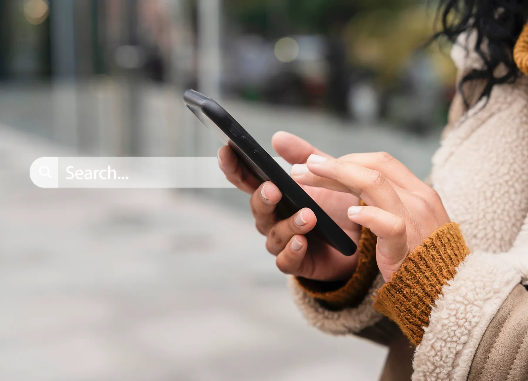 Person searching on phone